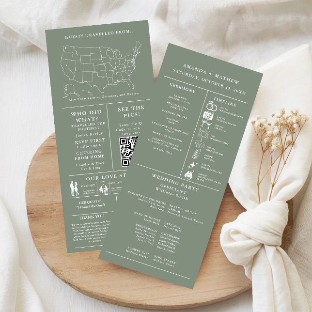 sage  Green Wedding Infographic Program (Criador carregado)