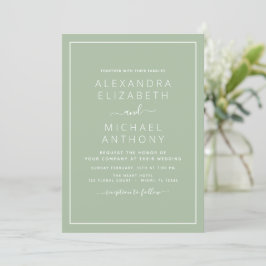 Sage Green Wedding Modern Typografia Convite