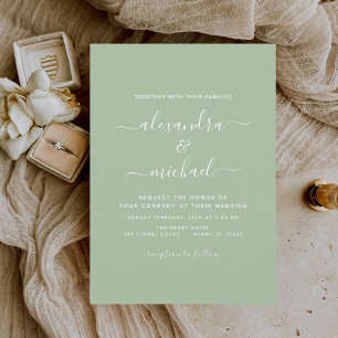 Sage Green Wedding Modern Typografia Convite
