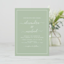 Sage Green Wedding Modern Typografia Convite