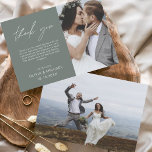Sage Green Wedding Obrigado Cartões Flyer<br><div class="desc">Casamento de Orçamento Obrigado Cartões que têm uma foto na frente e atrás. Os cartões de agradecimento contêm uma tipografia cursiva moderna,  escrita com letra de mão,  que é elegante,  simples e moderna para usar após a celebração do dia do casamento.</div>