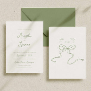 Sage Green Whimsical Arco Cherub Convite para Casa