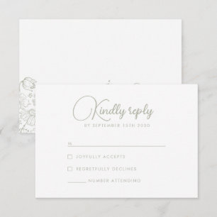 Sage Green Wildflower Elegant Weding RSVP Card