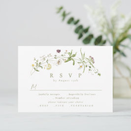 Sage Green Wildflower Rustic Boho Weding RSVP