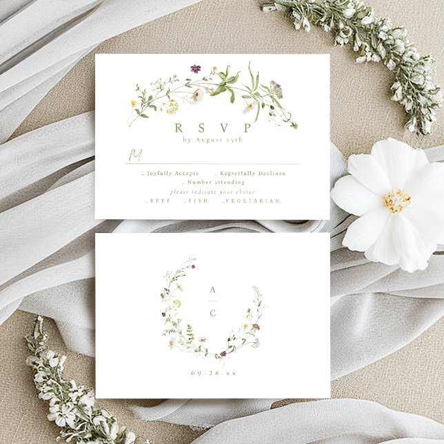 Sage Green Wildflower Rustic Boho Weding RSVP (Sage Green Wildflower Rustic Boho Wedding RSVP)