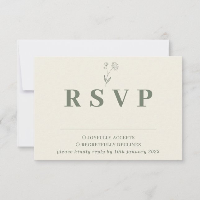 Sage Ivory Beige Cotton Resposta Nupcial Floral (Frente)