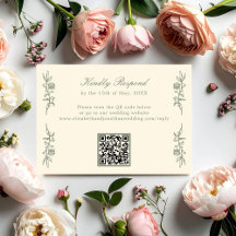 Sage Verde Código QR de RSVP de Casamento Floral V