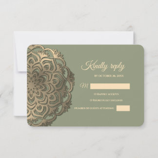 Sage Verde e Dourado RSVP com Tons Terrosos Elegan