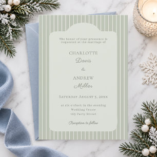 Sage Verde Elegante Convite de Casamento com Listr