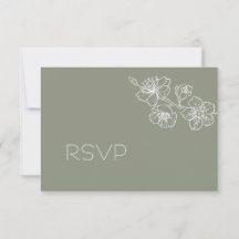 Sage Verde Floral em Linha Arte RSVP