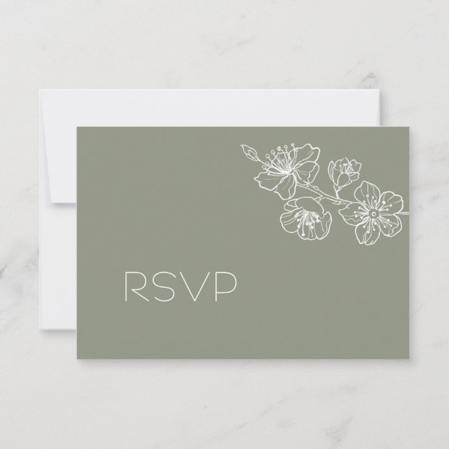 Sage Verde Floral em Linha Arte RSVP (Verso)