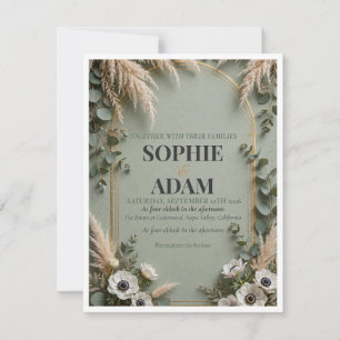 Sage Verde Folha Dourada Art Deco Código QR RSVP R