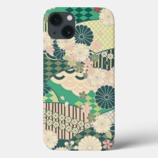 Sage Verde Japonês Kimono Flor Flor