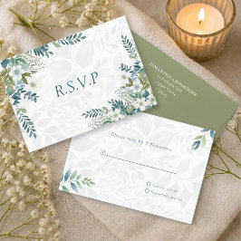 Sage Verde Marfim Eucalipto Casamento RSVP