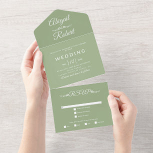 Sage verde moderno, casamento tipográfico branco