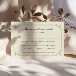Sage Verde Moldura Ornata Casamento RSVP