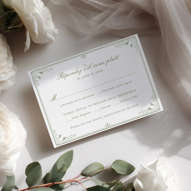 Sage Verde Quadro Antigo Casamento RSVP  (Criador carregado)