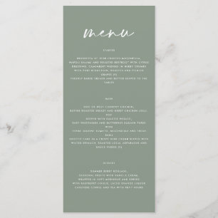 sage verde simples guião elegante menu de casament