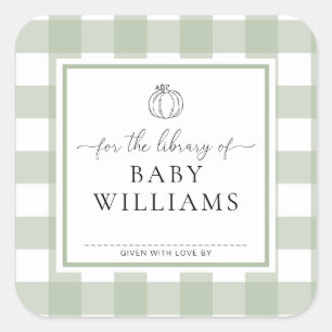 Sage Verde Xadrez Abóbora Biblioteca De Etiqueta D