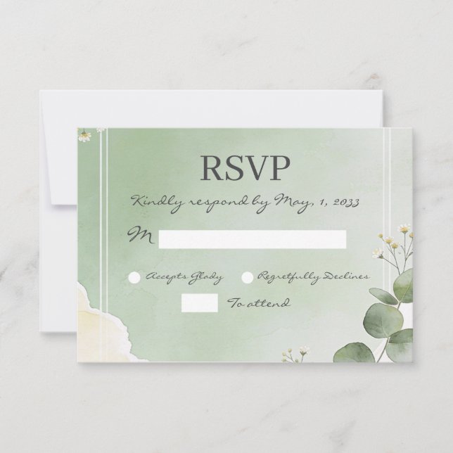 Sage Whisper Botanical RSVP Cards (Frente)