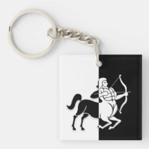 Sagitário - Sinal Zodiac, Chaveiro preto e branco