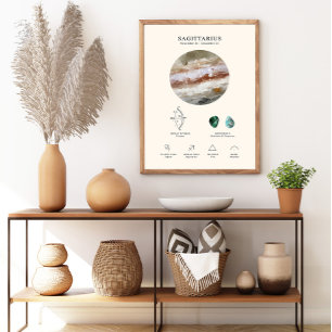 Sagitário - Sinal Zodiac com Poster de Birthstone