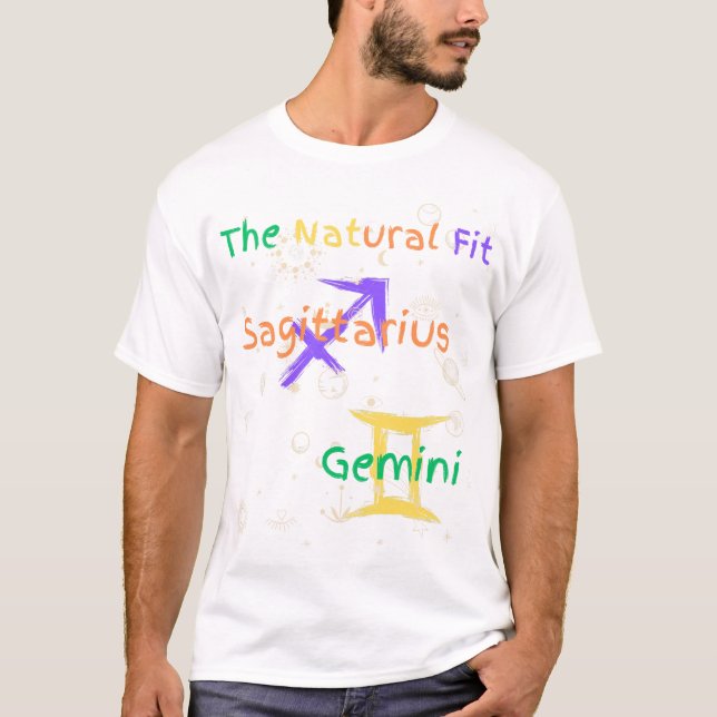 Sagittarius Gemini Casal Zodiac T-Shirt (Frente)