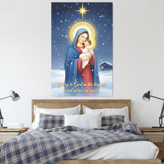 Sagrada Mãe e Menino Jesus Impressão em Tela Estic (Insitu(Quarto))