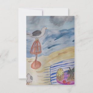 Sagues No Cartão De Saudação Plana Da Praia