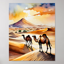 Sahara Desert Watercolor Art Impressão