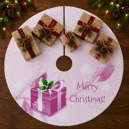 Saia Para Árvore De Natal De Lã Acolchoado de árvore de Natal presente rosa