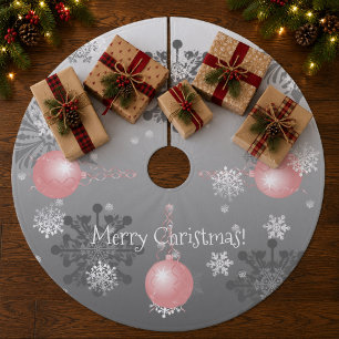 Saia Para Árvore De Natal De Lã Acolchoado de Natal Rosa Chique para Árvore de Nat