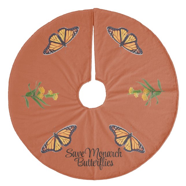 Saia Para Árvore De Natal De Lã Borboleta monarca (Frente)