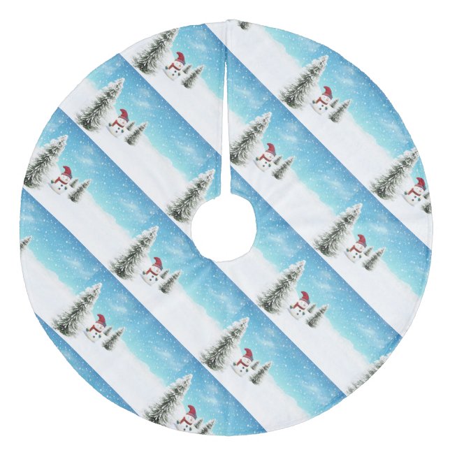 Saia Para Árvore De Natal De Lã Camisa de Natal/Neve (Frente)