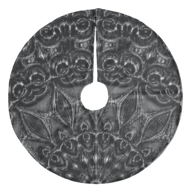 Saia Para Árvore De Natal De Lã Charcarvão Mandala (Frente)