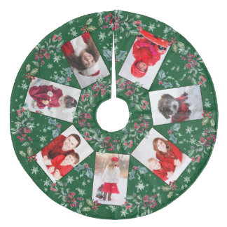 Saia Para Árvore De Natal De Lã Colagem de Fotos da Família Wreath de Natal Verde