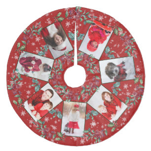 Saia Para Árvore De Natal De Lã Colagem de Fotos da Família Wreath de Natal Verme