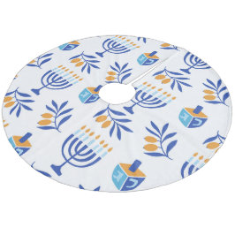 Saia Para Árvore De Natal De Lã Dreidel e Menorah White Hanukkah