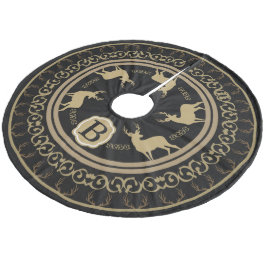 Saia Para Árvore De Natal De Lã Fábrica de Gelões Pretos e Taupe Deer Antlers & Bu