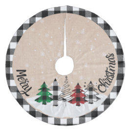 Saia Para Árvore De Natal De Lã Farmhouse Russo Burlap Buffalo Xadrez Natal