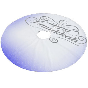 Saia Para Árvore De Natal De Lã Feliz Hanukkah com fundo azul branco de 2 tons