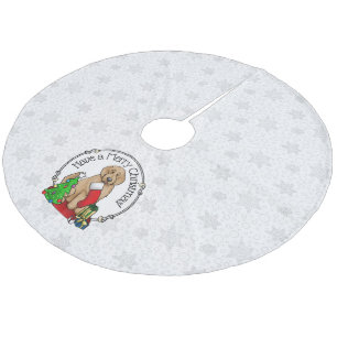 Saia Para Árvore De Natal De Lã Feliz Natal 2 Goldendoododle (ouro vermelho)