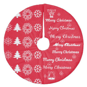 Saia Para Árvore De Natal De Lã Feliz Natal Collage White em Vermelho