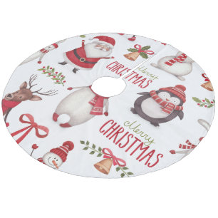 Saia Para Árvore De Natal De Lã Feliz Natal Papai Noel E Amigos