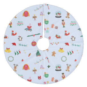 Saia Para Árvore De Natal De Lã Ficho Azul Clause Snowman Natal
