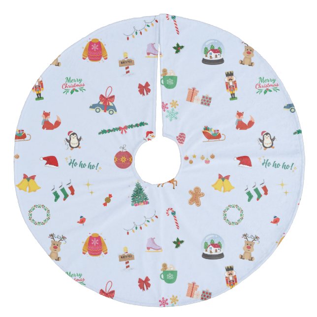 Saia Para Árvore De Natal De Lã Ficho Azul Clause Snowman Natal (Frente)