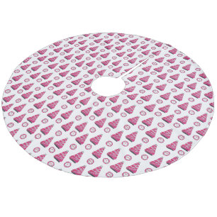 Saia Para Árvore De Natal De Lã Flamingos de Natal cor-de-rosa Glam