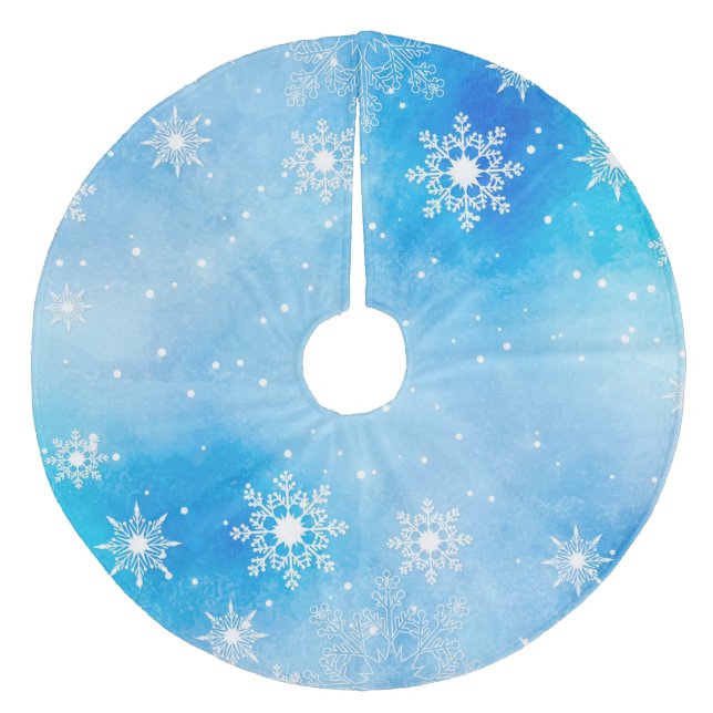 Saia Para Árvore De Natal De Lã Flocos de neve (Frente)