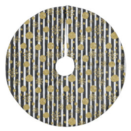 Saia Para Árvore De Natal De Lã Flocos de neve e bolas de neve