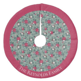 Saia Para Árvore De Natal De Lã Flores de Natal Verdes Brancas Vermelhas Personali